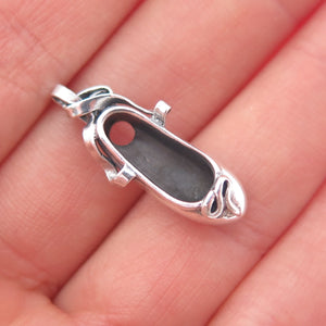 925 Sterling Silver Vintage Ballerina Shoe Mini 3D Charm Pendant