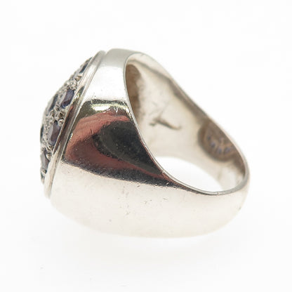 925 Sterling Silver Vintage Real Round-Cut Iolite Ring Size 7.75