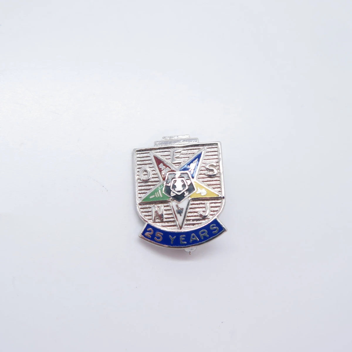 925 Sterling Silver Vintage Enamel Order of the Eastern Star 25 Years Pin Brooch