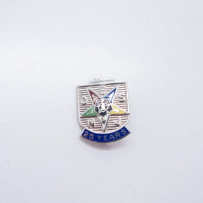 925 Sterling Silver Vintage Enamel Order of the Eastern Star 25 Years Pin Brooch