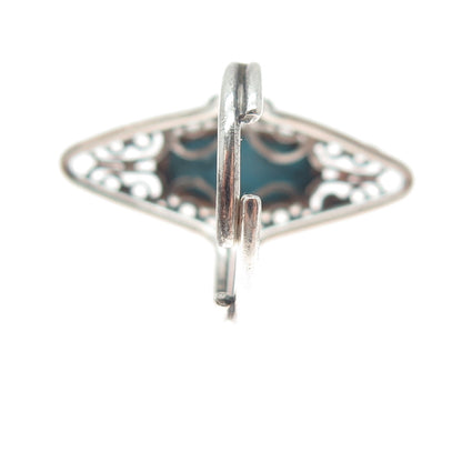 BEAU Sterling Silver Antique Tyrone Turquoise Filigree Adjustable Ring Size 6