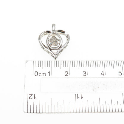 SAI 925 Sterling Silver Round-Cut C Z Heart Mini Charm Pendant