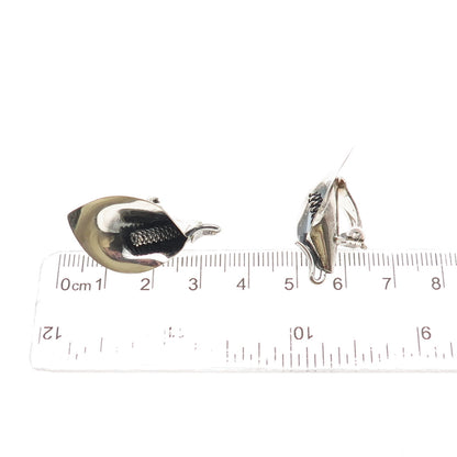 Niels Erik From 925S Sterling Silver Vintage Denmark Calla Lily Clip On Earrings