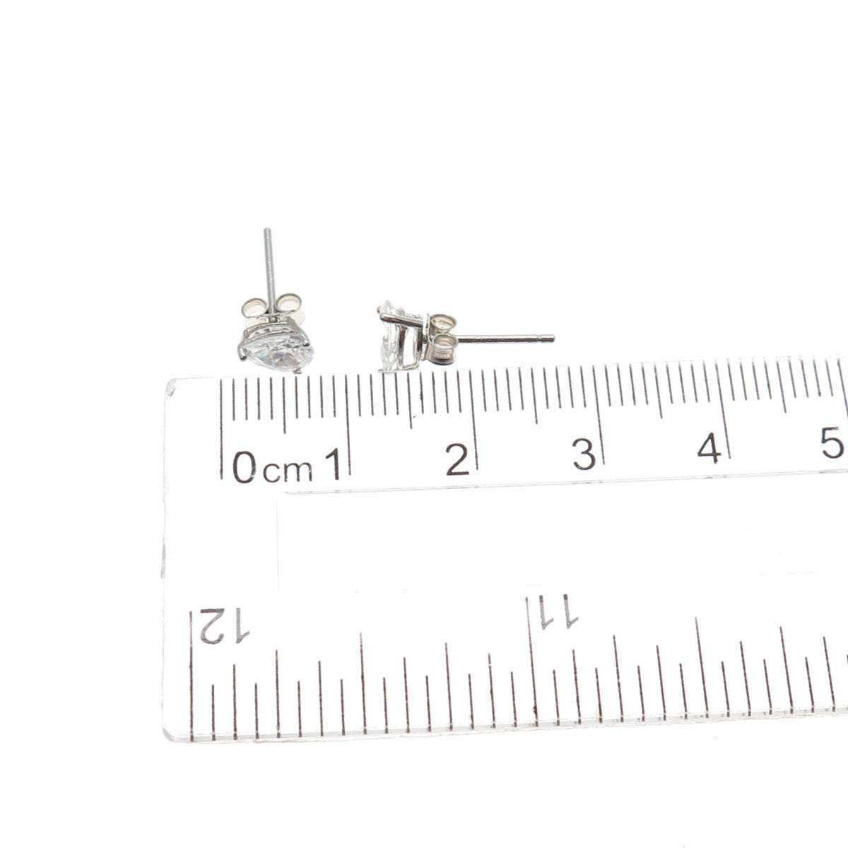925 Sterling Silver Pear-Cut C Z Stud Earrings