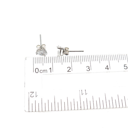 925 Sterling Silver Pear-Cut C Z Stud Earrings