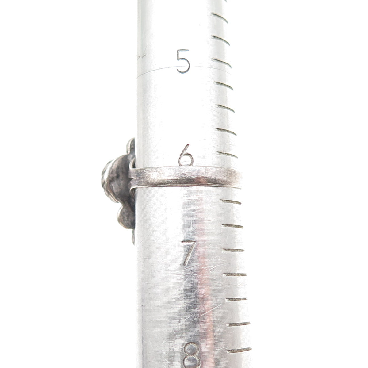 925 Sterling Silver Vintage Mexico Real Turquoise Flower Oxidized Ring Size 6.25