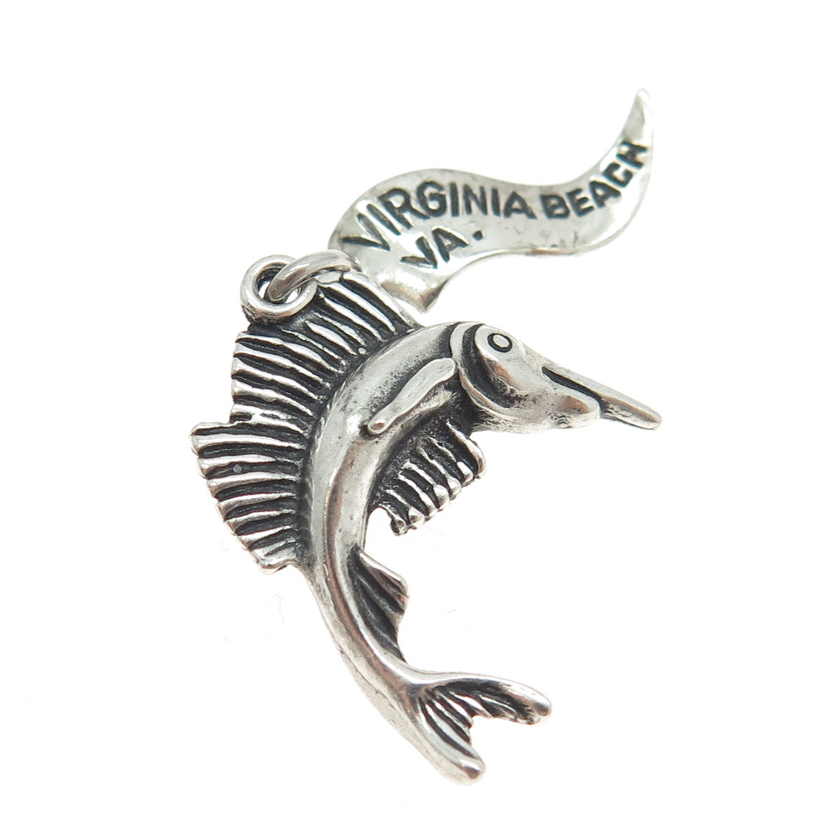 PACIFIC JEWELRY Sterling Silver Vintage Virginia Beach Swordfish Charm Pendant