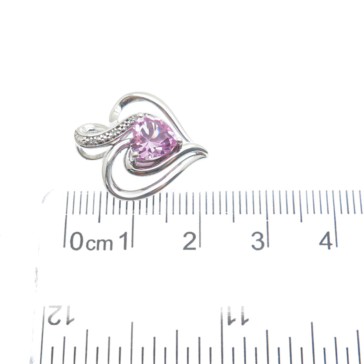 RL RICHLINE 925 Sterling Real Diamond & Pink Topaz Heart Minimalist Pendant