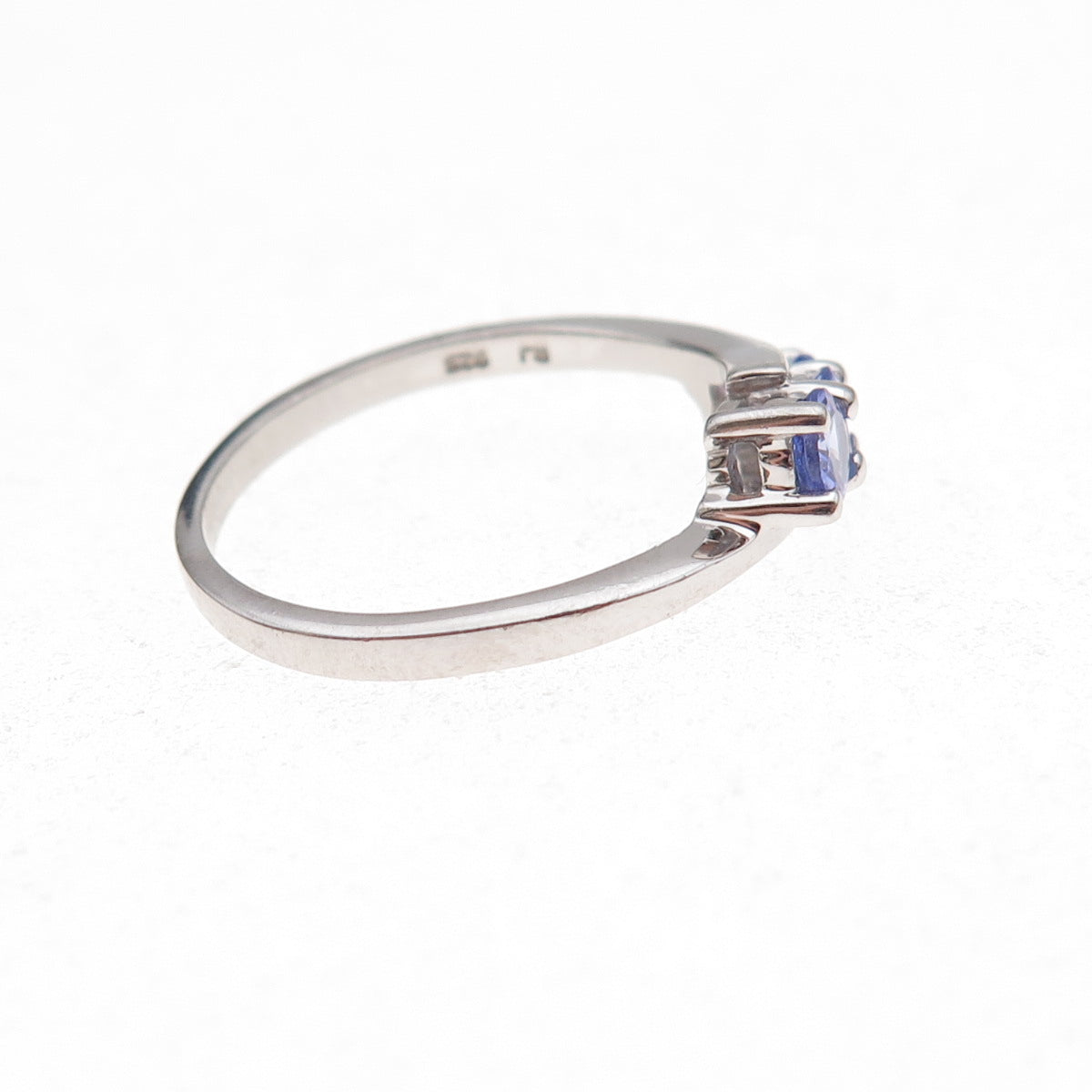 RJ Graziano 925 Sterling Silver Real Round-Cut Tanzanite Bypass Ring Size 8