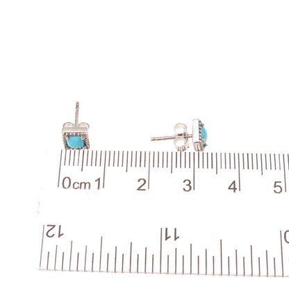 Chuck Clemency 925 Sterling Silver Vintage Real Turquoise Stud Earrings