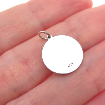 925 Sterling Silver Red Enamel Family Heart Charm Pendant