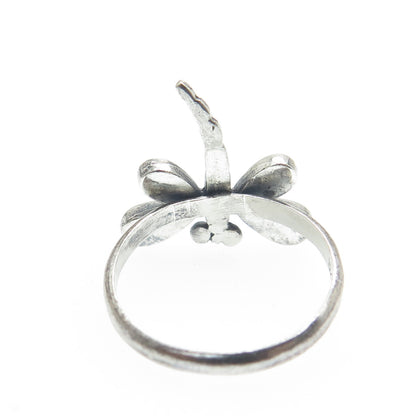 925 Sterling Silver Vintage Real Mother-of-Pearl Dragonfly Ring Size 5.75