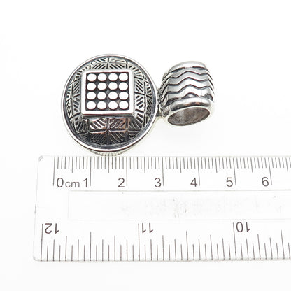 925 Sterling Silver Vintage Modernist Dotted Oxidized Pendant