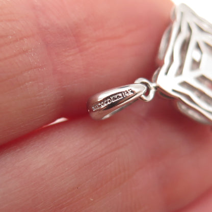 14K White Gold Mexico Real Round-Cut Diamond Charm Pendant