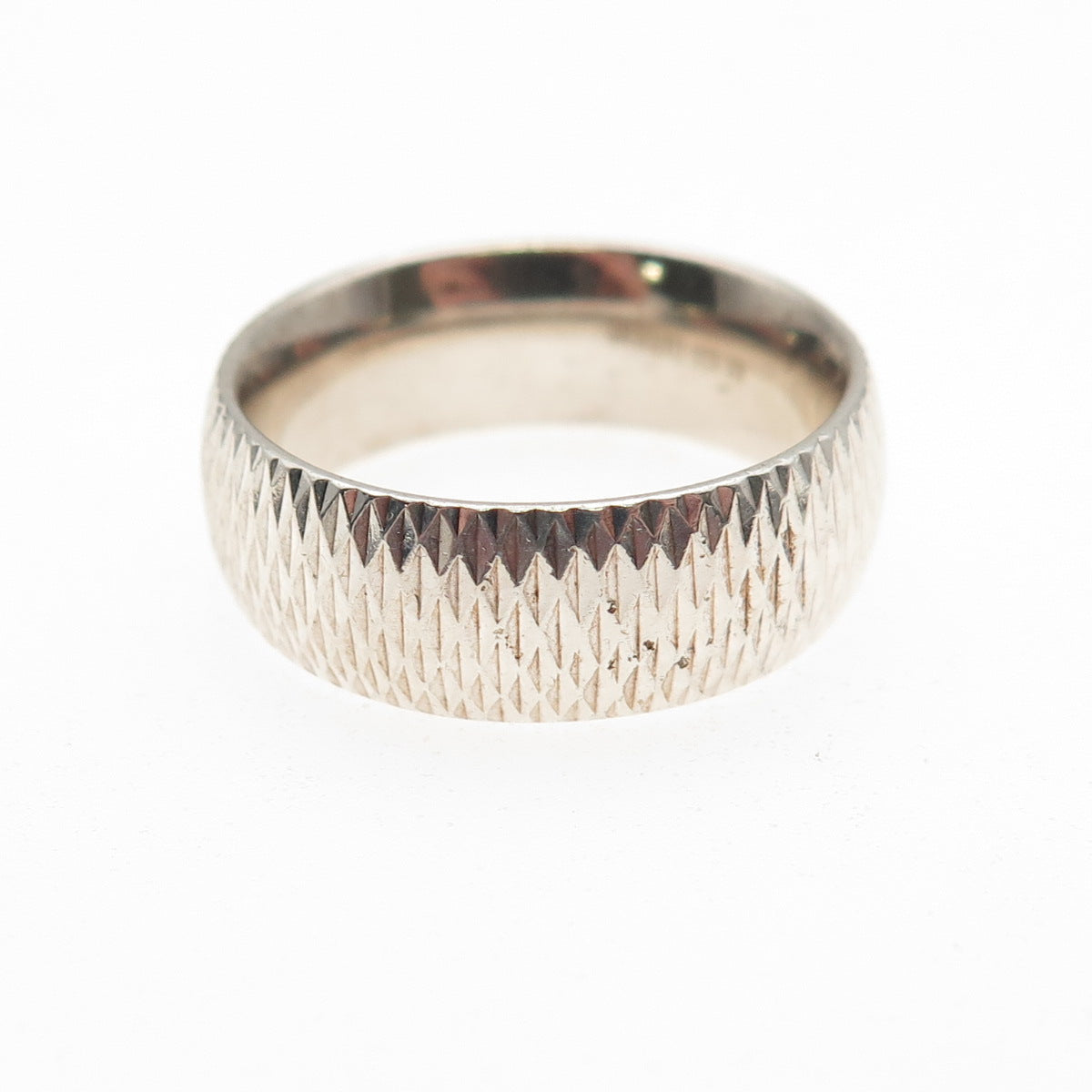925 Sterling Silver Vintage Diamond-Cut Band Ring Size 7