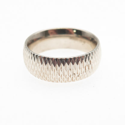 925 Sterling Silver Vintage Diamond-Cut Band Ring Size 7