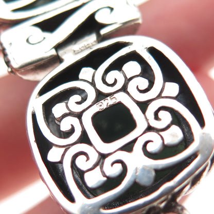 925 Sterling Silver Vintage Real Kingman Turquoise & Red Garnet Bracelet 7.5"