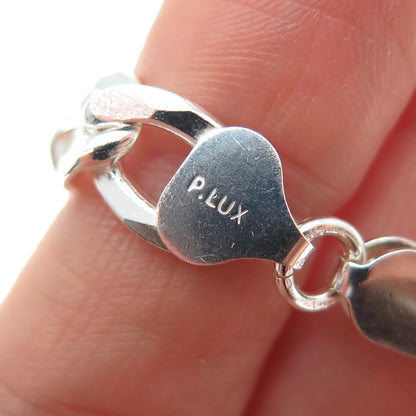 P. LUX 925 Sterling Silver Vintage Italy Figaro Link Bracelet 7.75"