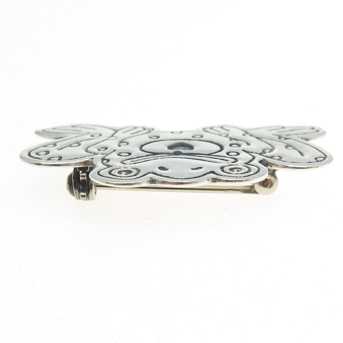 925 Sterling Silver Vintage Mexico Frog Heart Lucky Pin Brooch