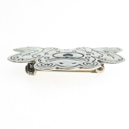 925 Sterling Silver Vintage Mexico Frog Heart Lucky Pin Brooch