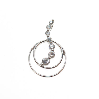 925 Sterling Silver Graduated Round-Cut C Z Multi-Circle Slide Charm Pendant