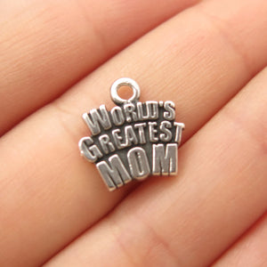 925 Sterling Silver Vintage "World's Greatest Mom" Charm Pendant