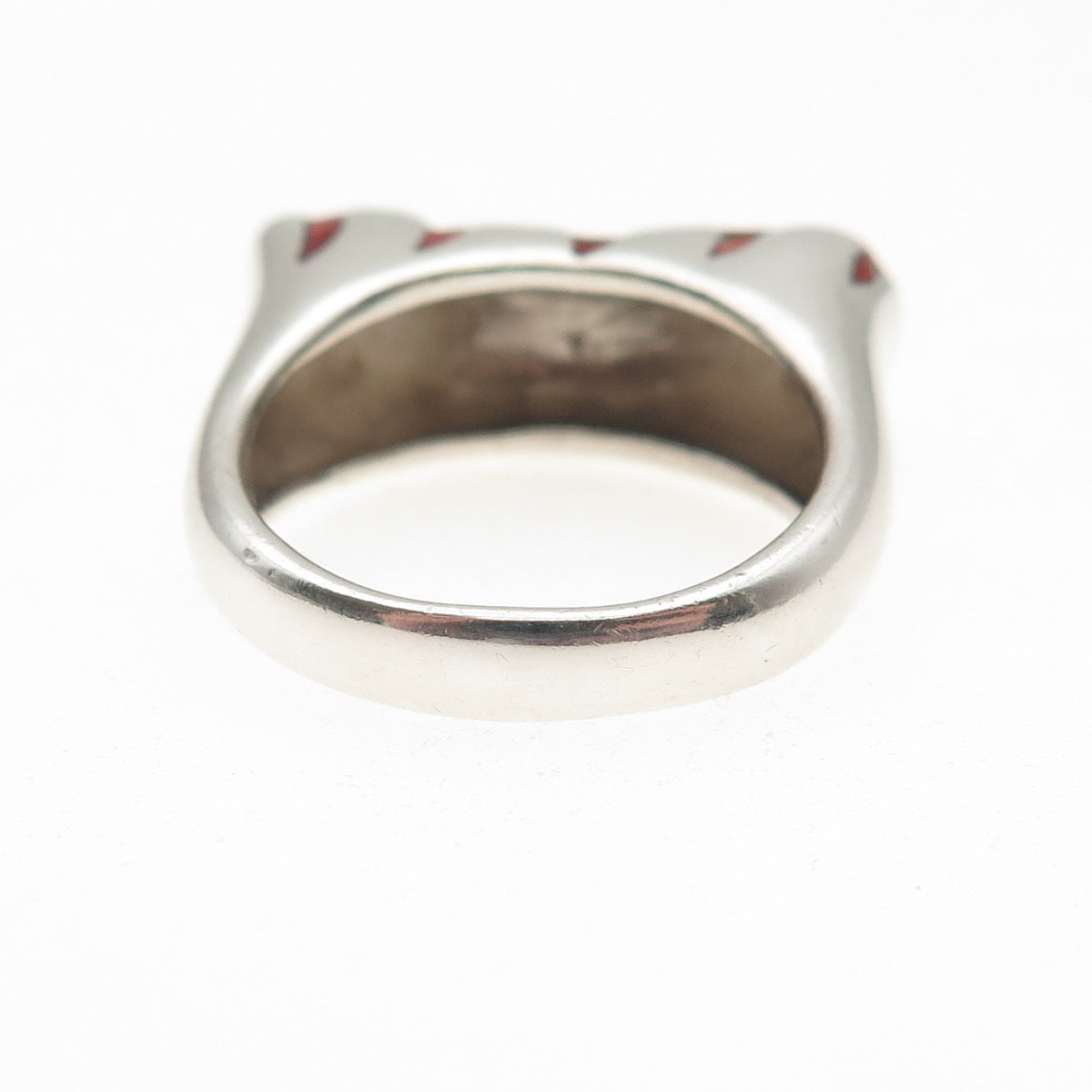 Ken Crafts 925 Sterling Silver Vintage Enamel Animal Pattern Ring Size 8