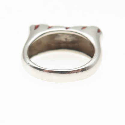 Ken Crafts 925 Sterling Silver Vintage Enamel Animal Pattern Ring Size 8