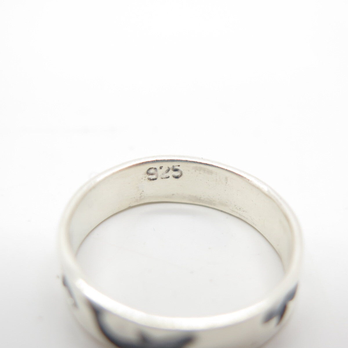 925 Sterling Silver Vintage Fish Band Ring Size 6.75