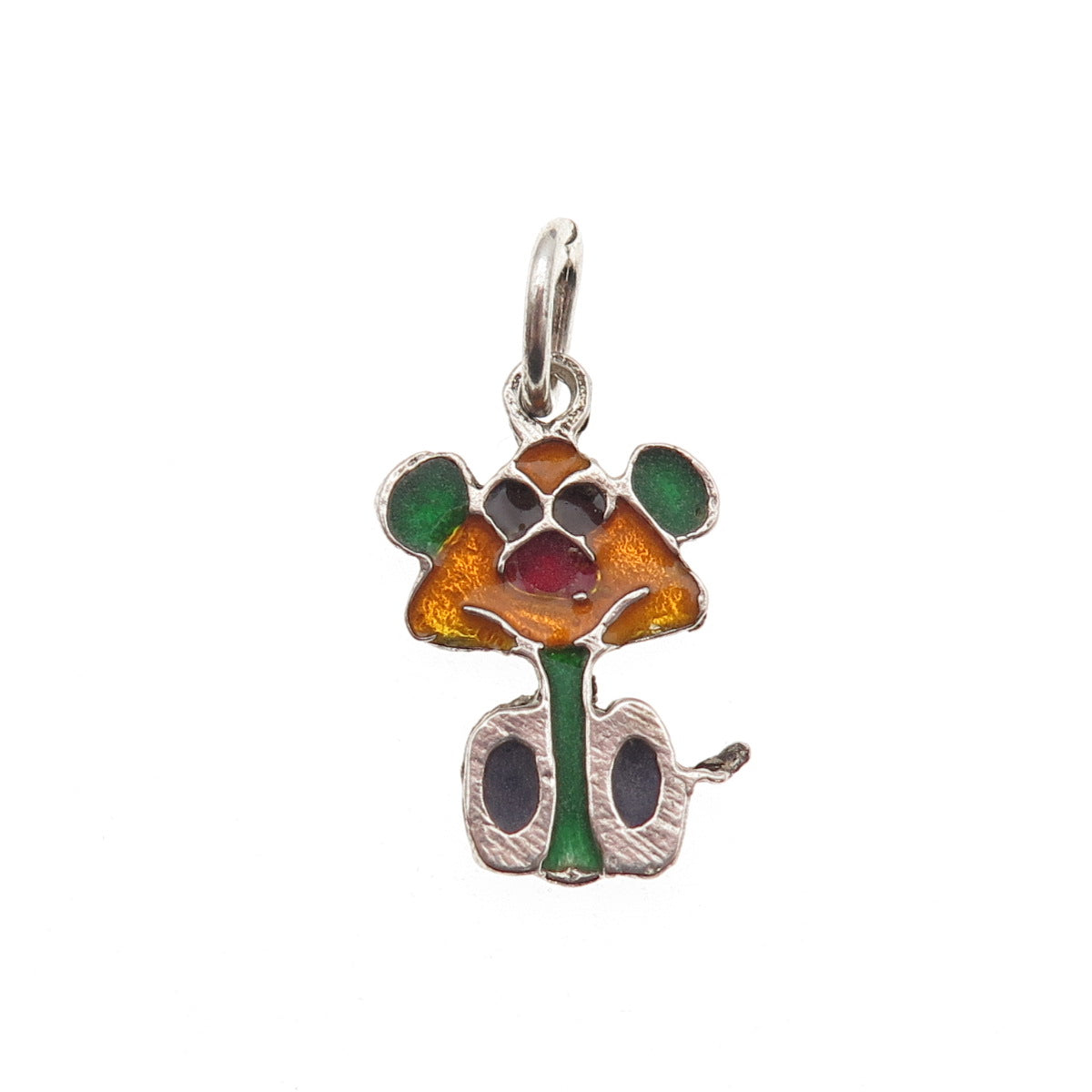 925 Sterling Silver Vintage Enamel Dog Cartoon Character Charm Pendant