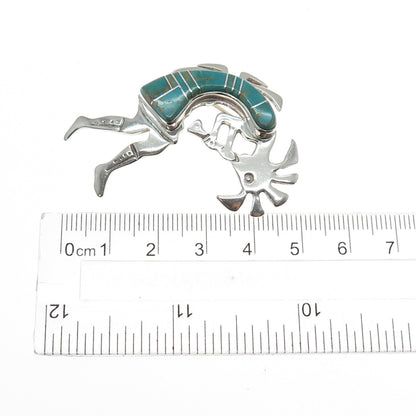 First American Traders Gallup Old Pawn Sterling Turquoise Kokopelli Pin Pendant