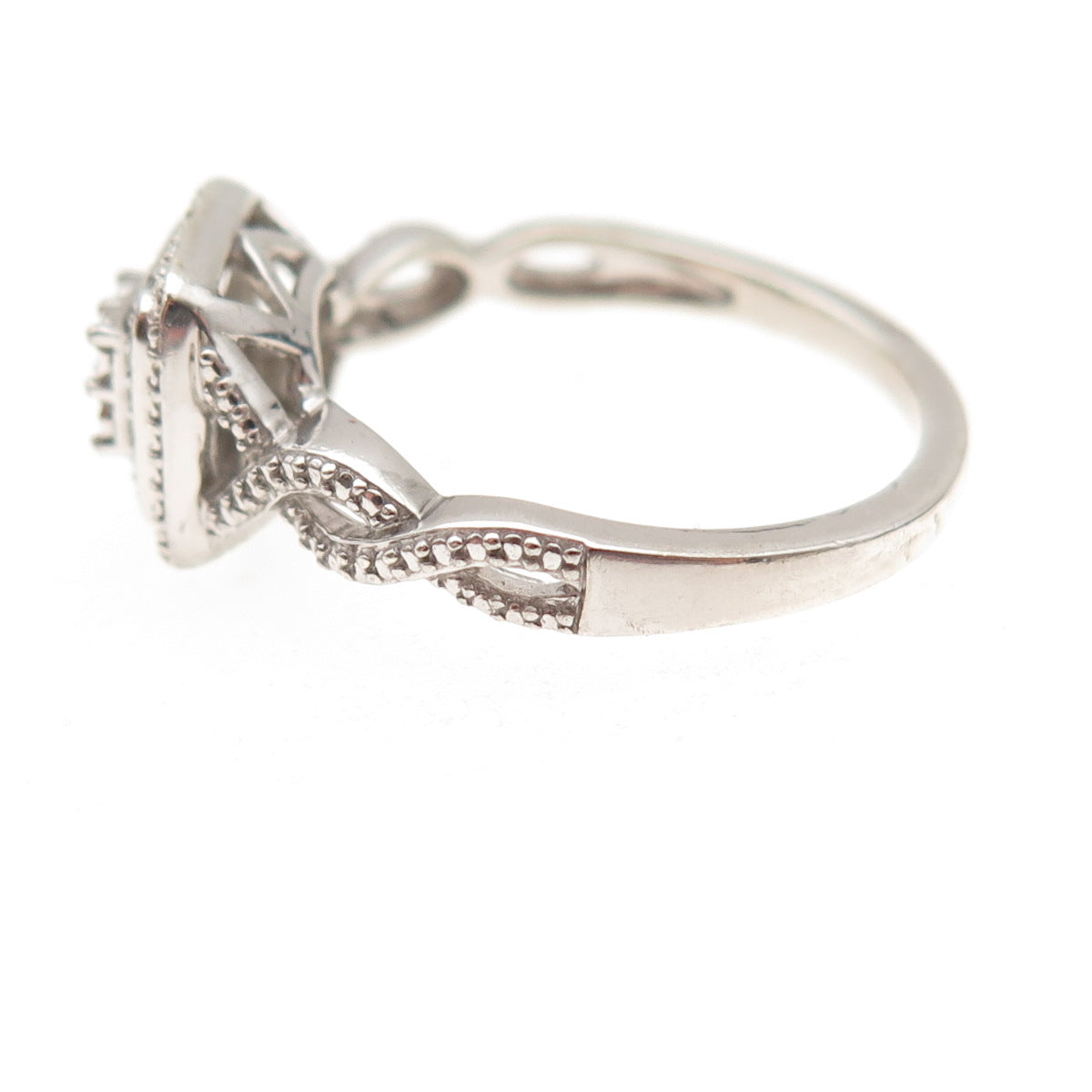 925 Sterling Silver Real Round-Cut Diamond Promise Ring Size 6.75