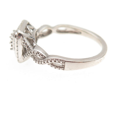 925 Sterling Silver Real Round-Cut Diamond Promise Ring Size 6.75