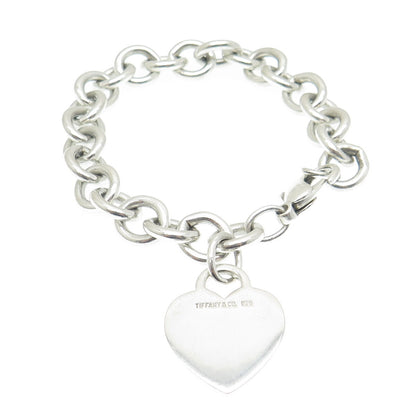 TIFFANY & CO. 925 Sterling Silver Vintage Heart Tag Rolo Bracelet 6.75"