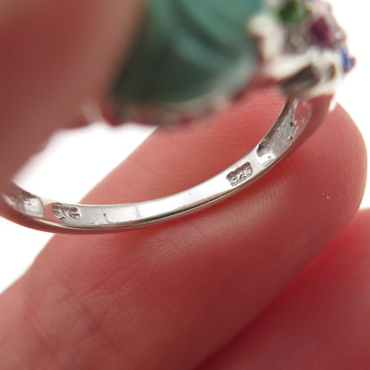 Chuck Clemency Sterling Silver Real Turquoise & Multi-Color Gem Ring Size 8.5