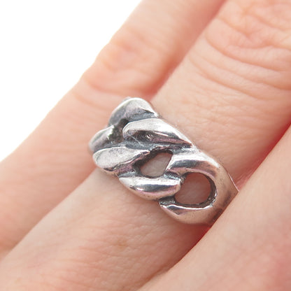 925 Sterling Silver Vintage Curb Link Oxidized Ring Size 6.25