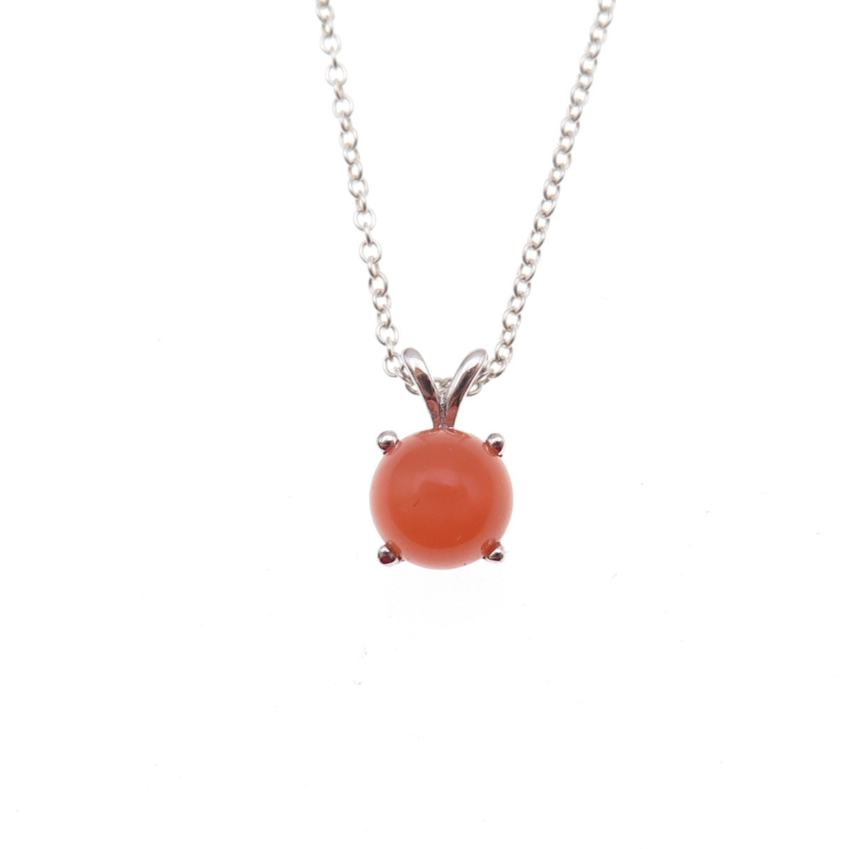 Chuck Clemency 925 Sterling Silver Real Carnelian Cable Chain Necklace 18"