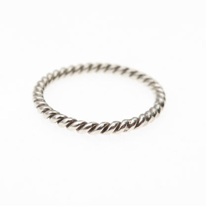 925 Sterling Silver Vintage Twisted Stackable Band Ring Size 5.75