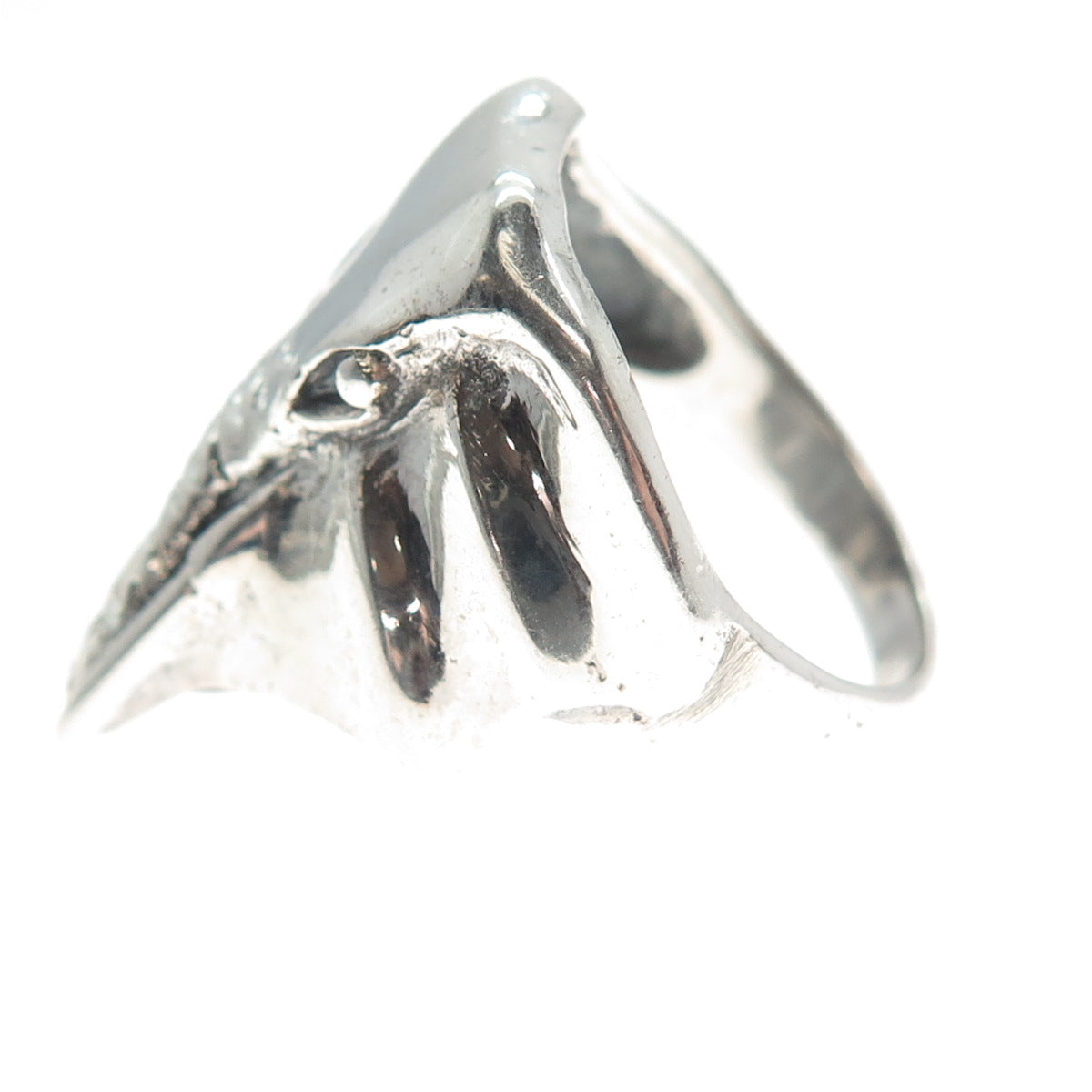 925 Sterling Silver Vintage Elephant's Head Statement Ring Size 9.25