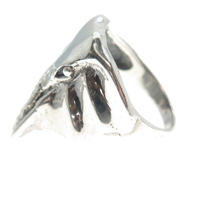 925 Sterling Silver Vintage Elephant's Head Statement Ring Size 9.25