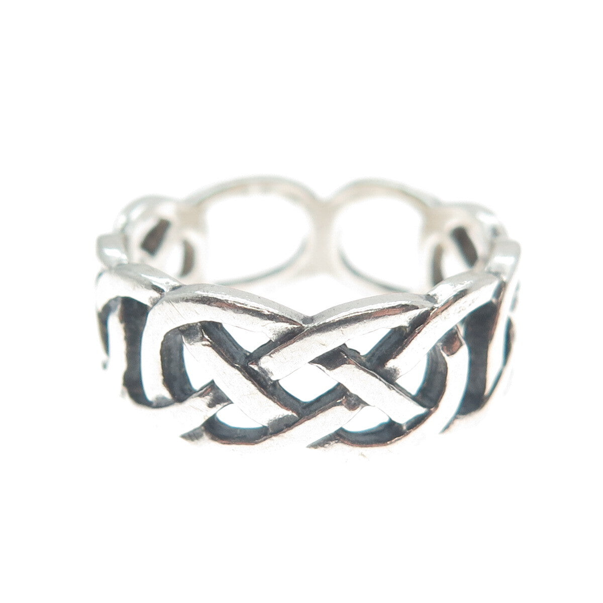 PSD 925 Sterling Silver Vintage Ireland Viking / Celtic Knot Band Ring Size 7.75