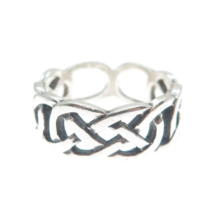 PSD 925 Sterling Silver Vintage Ireland Viking / Celtic Knot Band Ring Size 7.75
