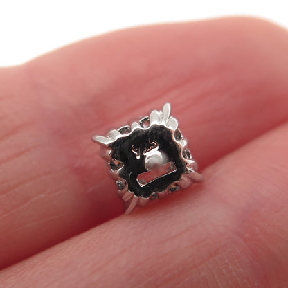 925 Sterling Silver Asscher & Round-Cut C Z Stud Earrings