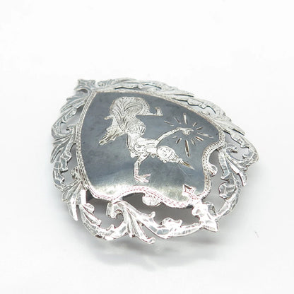 925 Sterling Silver Vintage Siam Niello Hindu Goddess Pin Brooch
