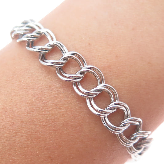 925 Sterling Silver Vintage Double Curb Link Bracelet 7"