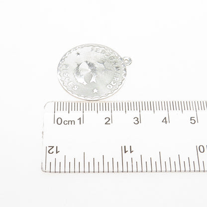 925 Sterling Silver Vintage Pisces Zodiac Sign Charm Pendant