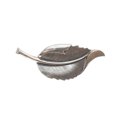 BEAU 925 Sterling Silver Vintage Floral Leaf Oxidized Pin Brooch