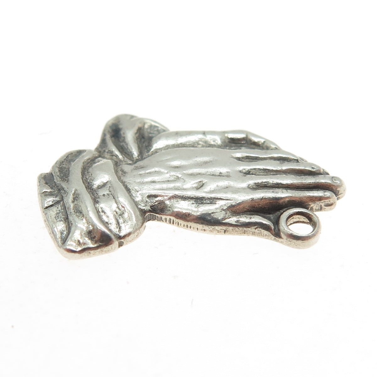 925 Sterling Silver Antique Art Deco Praying Hands Religious Charm Pendant