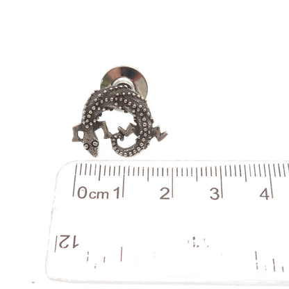 925 Sterling Silver Vintage Lizard Oxidized Tie Tack / Lapel Pin