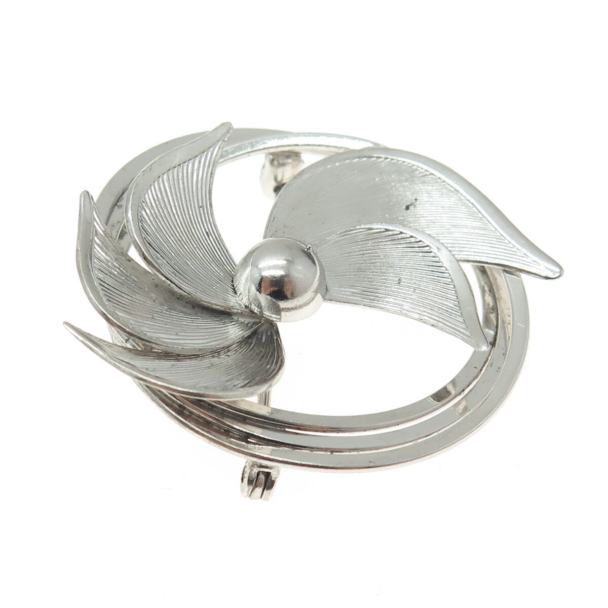 CARL ART 925 Sterling Silver Antique Art Deco Floral Pin Brooch
